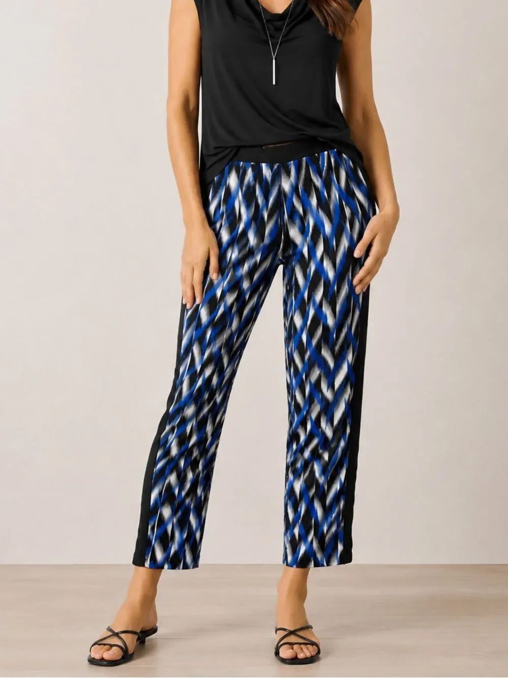 Cache Drawstring Waist Straight Leg Mid Rise Printed Pants Size 8 - Picture 1 of 10